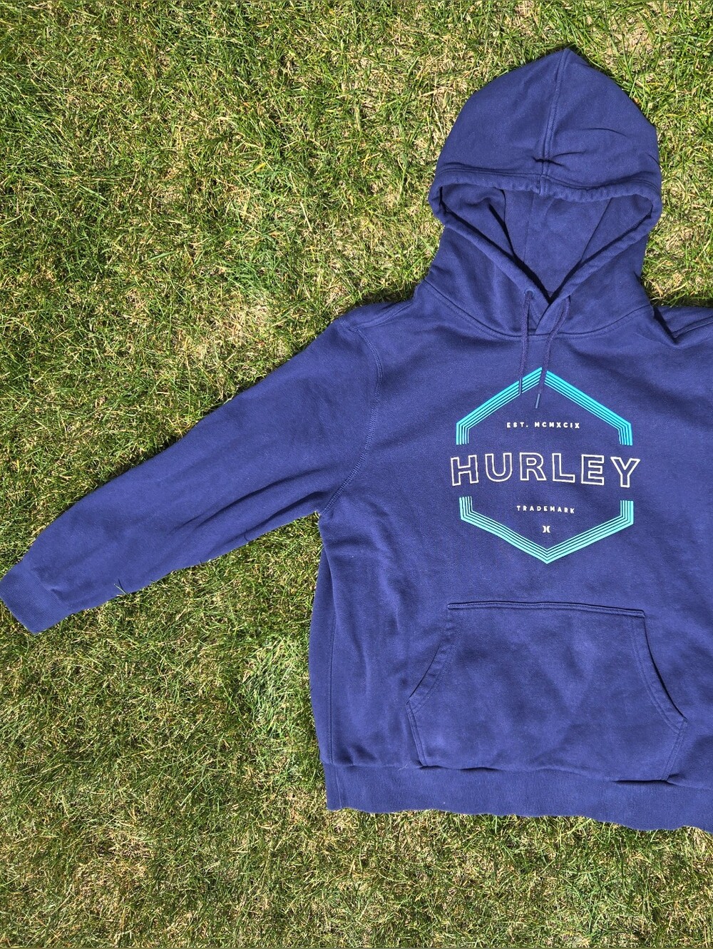 Hurley Men’s Navy Blue Logo Hoodie Size XL